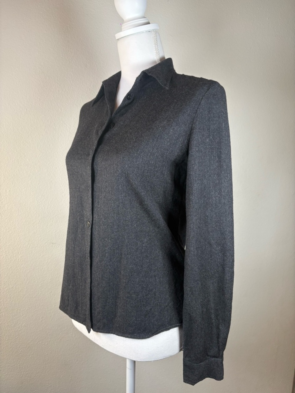 miu miu charcoal wool tailored button up blouse italy - Picture 4 of 15
